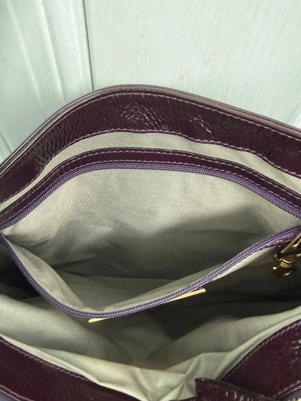 Goldenbleu Italian Plum Patent Leather Bag